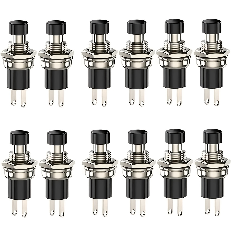 TEMU Lot de 12 interrupteurs à bouton-poussoir momentané, mini bouton-poussoir momentané, normalement ouvert , bouton rond à 2 broches