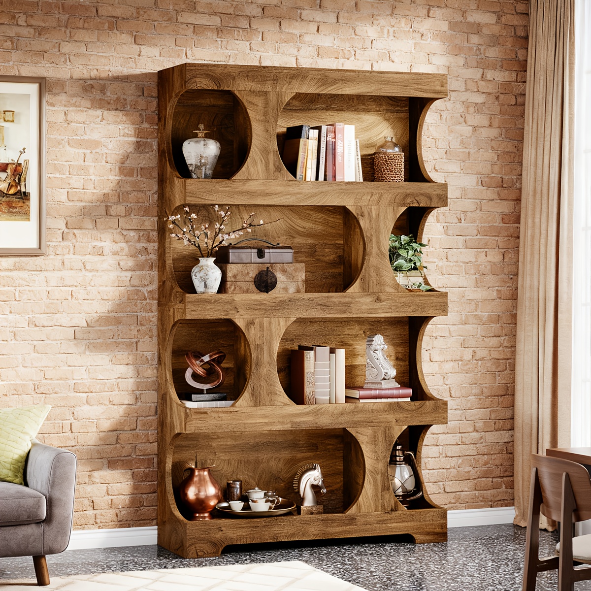 71" Solid Hardwood Bookcase | 4-Tier Modern Bookshelf