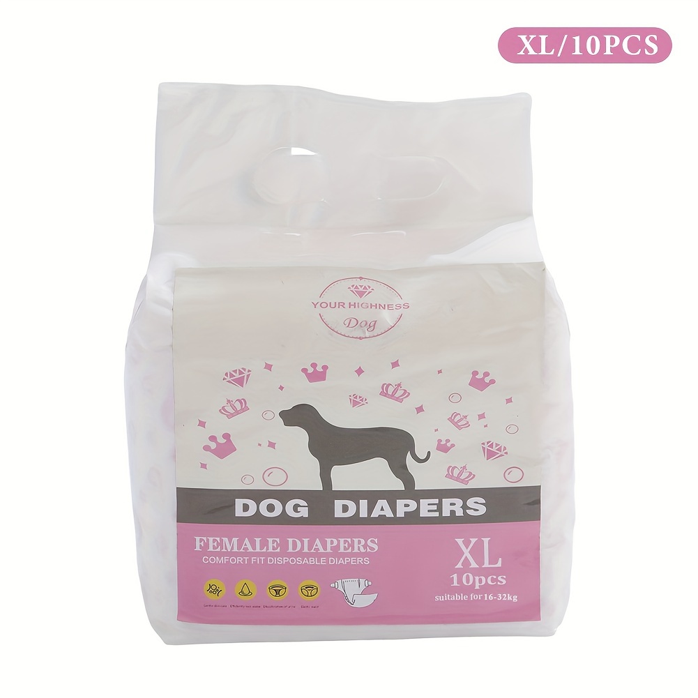TEMU Lifelook Dog Diapers For Male & Female Dogs, 10 Pack – Breathable, Odor-free, Non-woven Fabric & Wood Pulp Pet Diapers