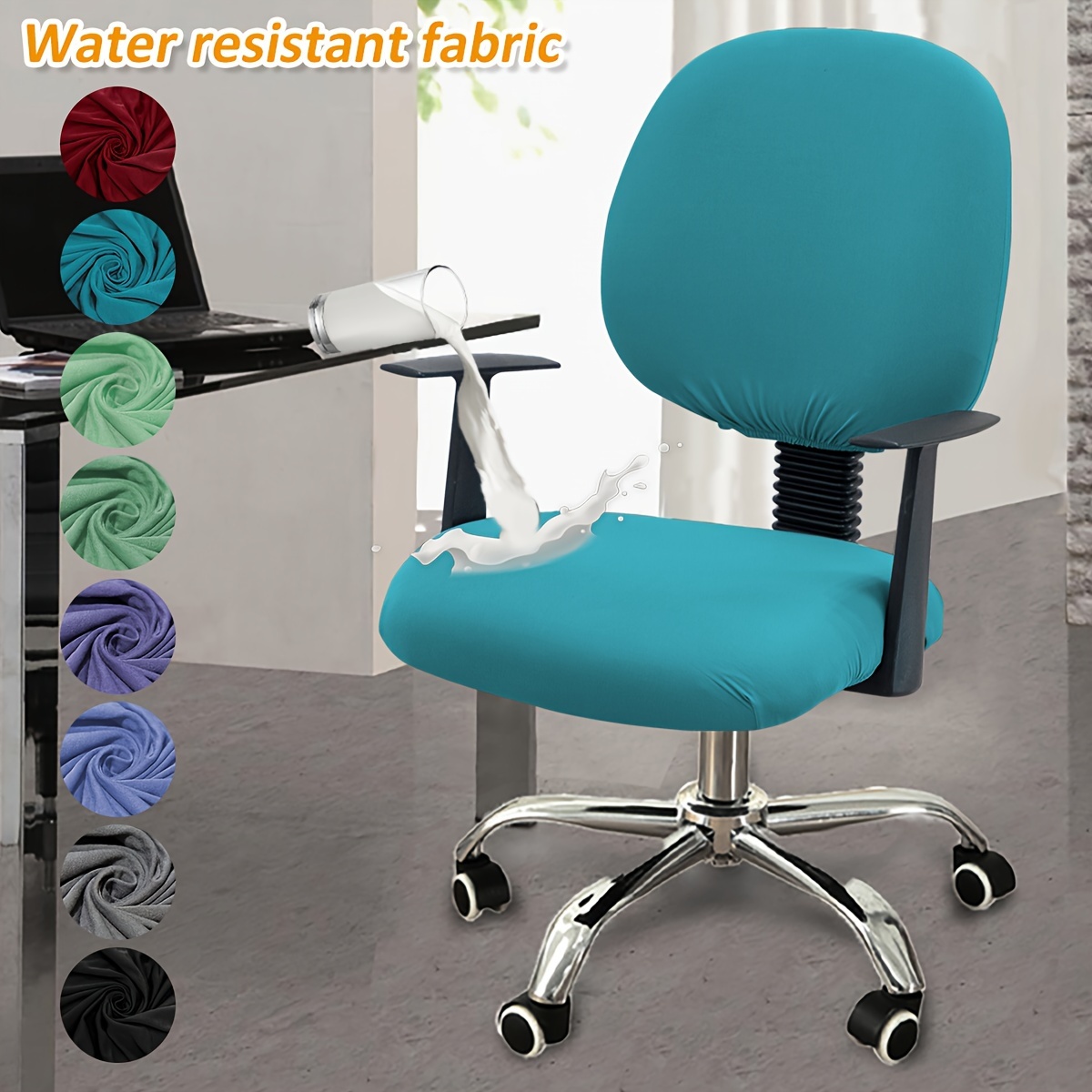 

2pcs/set Stretch Computer Office Chair Slipcovers, Solid Color Chair Covers, Chair Protector Cover For Living Room Office Home Decor
