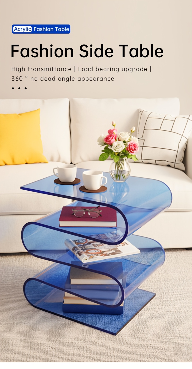 Bedroom Acrylic Bedside Table Side Table Irregular Storage Rack, Large-size Office Magazine Rack Bookcase Bookshelf, Living Room Side Table Coffee Table