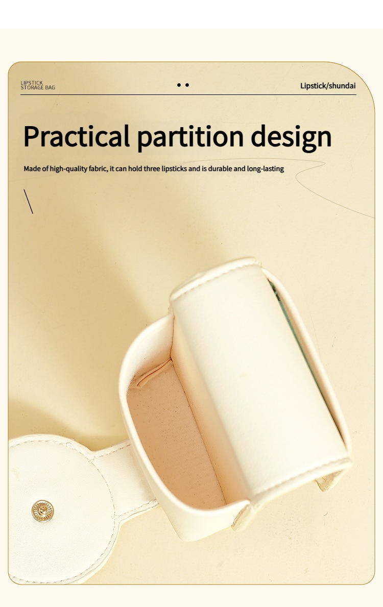 for   lipstick storage bag with   kawaii travel organizer friendship gift for college women foldable design with cute character print white pink accents   graduation season lipstick holder   accessory durable zipper closure Product details 2