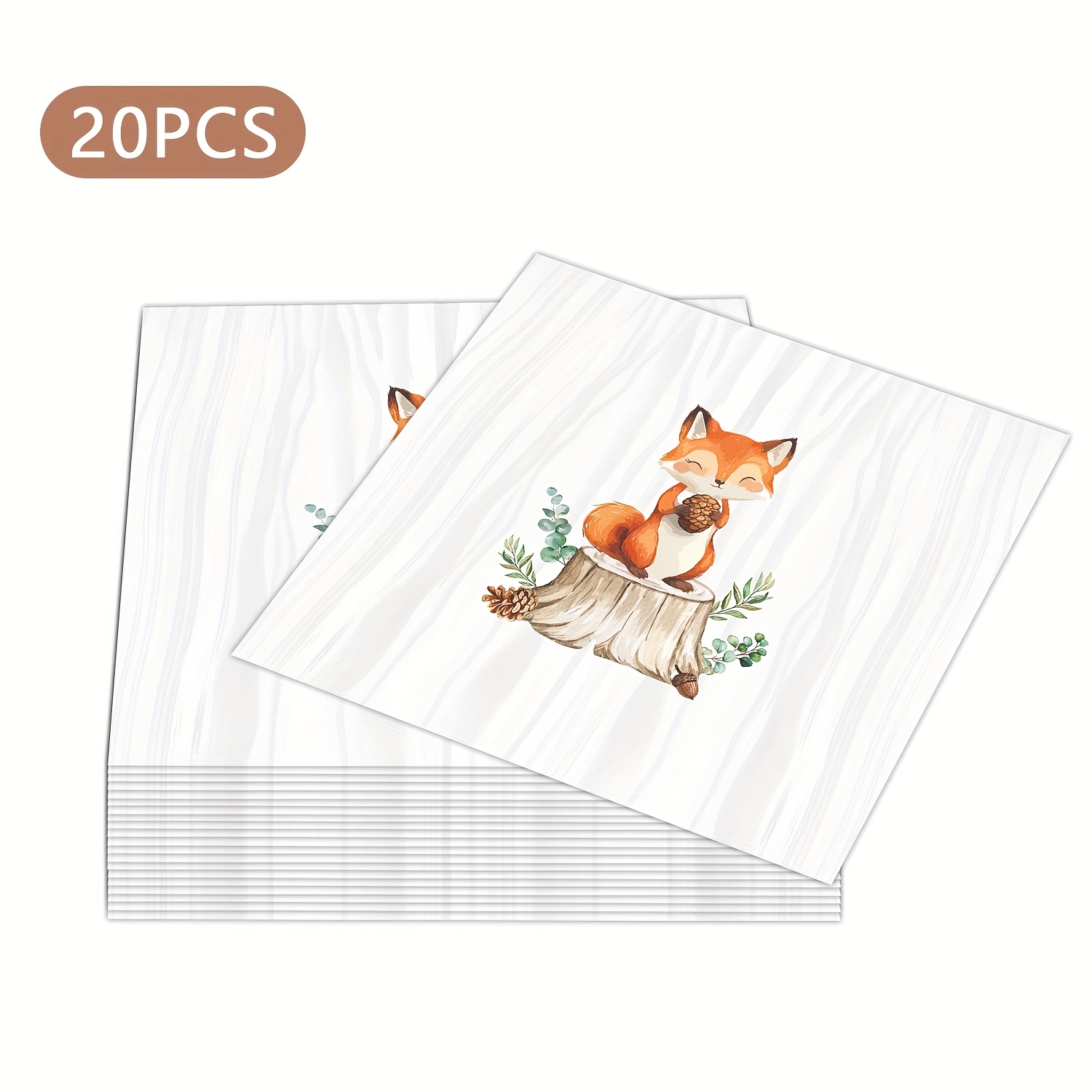 E-shop 20 Stück Fuchs Servietten | Dschungel Tier Servietten für Herbst Wald Thema Geburtstag Baby Shower Party Dekorationen Herbst Wald Fuchs