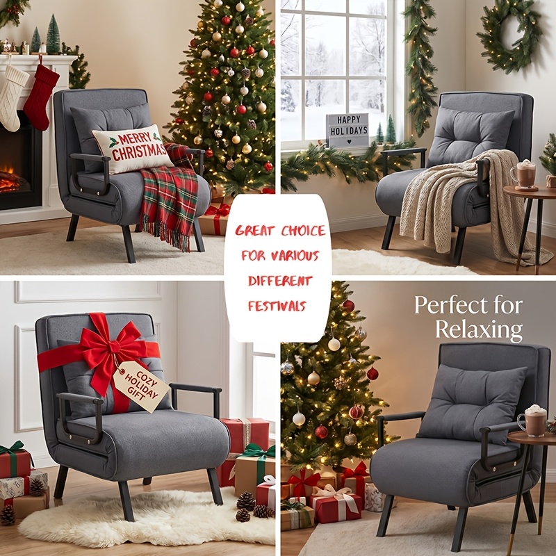 4in 1 Armchair, Sofa Bed With Bed Function, Space- Guest Bed, Armchair With Adjustable Backrest, 150kg Load Capacity, Metal Frame & Linen