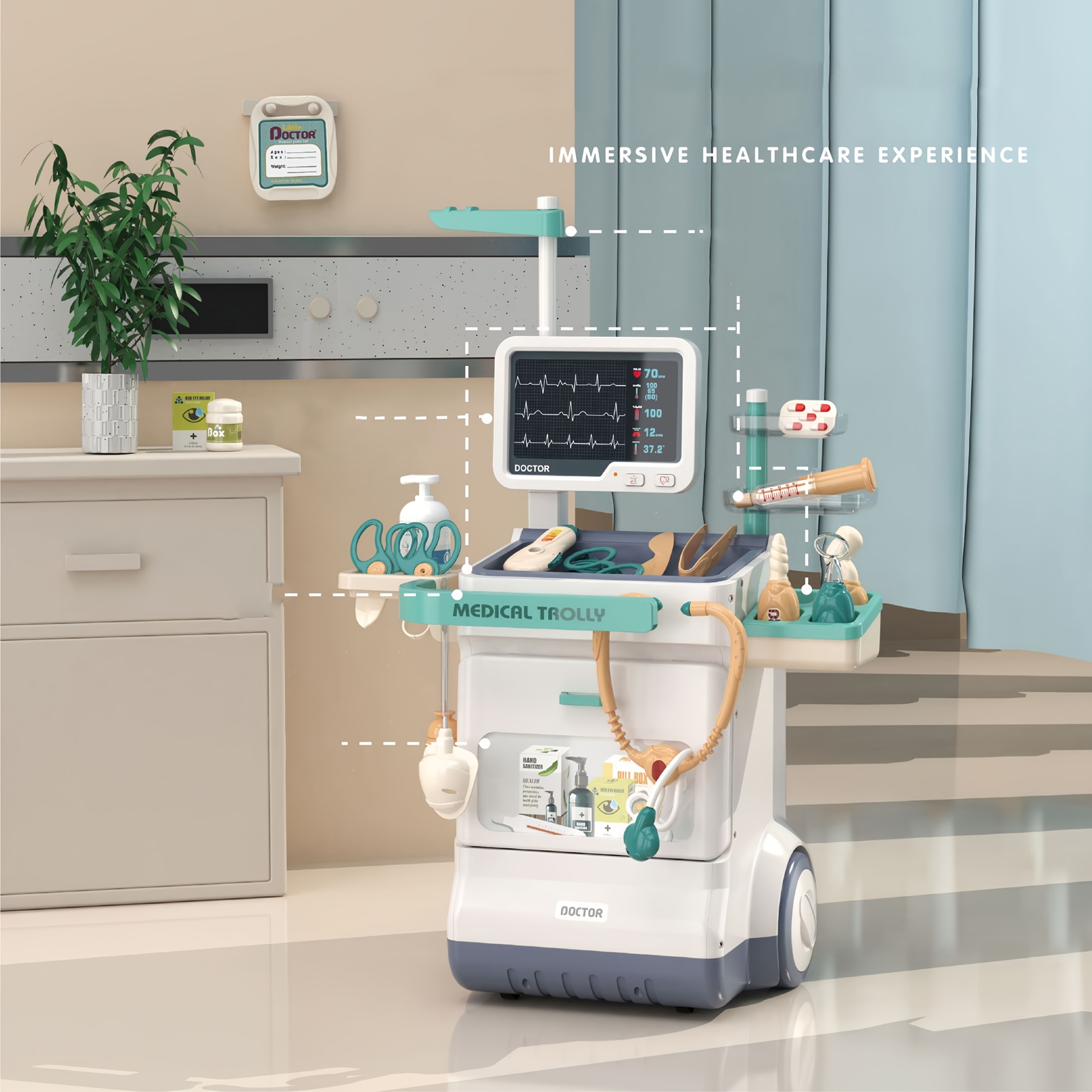 Dokter-verplegingskar met geluid/effecten