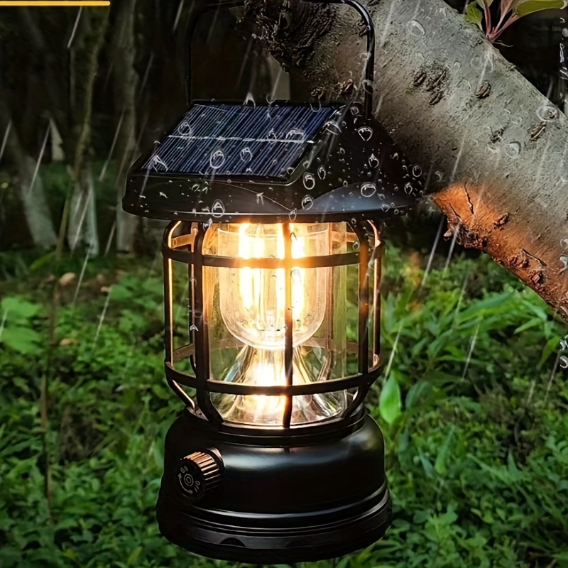

Solar Retro Camping Lamp Outdoor Professional Tent Lighting Lantern Rechargeable Portable Portable Ultra-bright Lighting Lamp