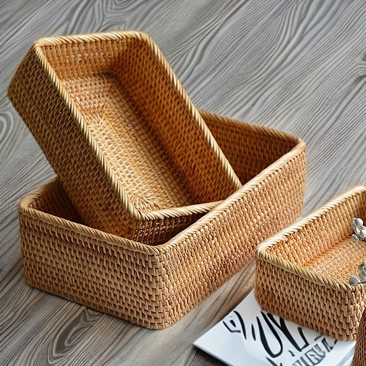 ins vintage desktop storage box rectangular cosmetics organization box coffee table miscellaneous storage basket storage box shelf baskets