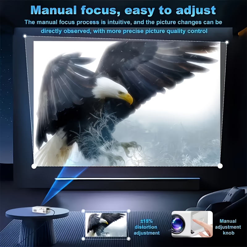 Projecteur Vidéo Portable, Projecteur Home Cinema Miniature pour Extérieur, Résolution Native 1920*1080P, Compatible avec la Projection d'Écran Mobile (IOS/TV Stick/USB/Ordinateur portable), Idéal Pour Appareils Tels que IOS