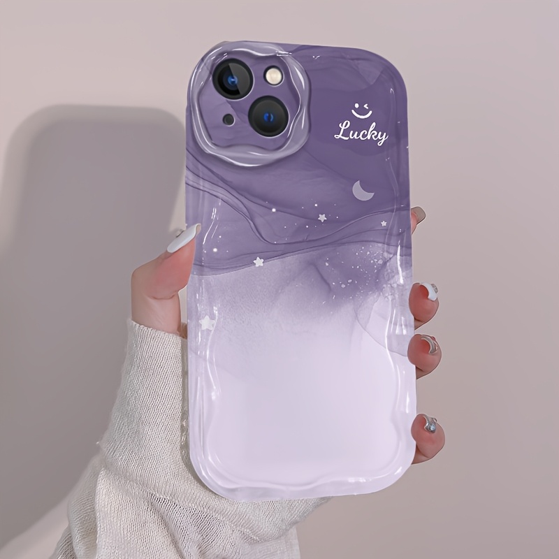 TEMU Phone Case - Premium Purple Ink Gradient Watercolor Printed Full Coverage Protective Case Full Wrap Anti-drop Phone Case Cover Suitable For
