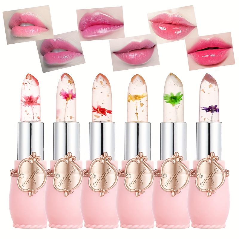 

6pcs/set, Flower Lipstick Set, 6 Colors, Temperature Change Moisturizing Lip Balm, Long-lasting Nutrition Lipstick, Magical Color Changing Lip Gloss, Gift For Women