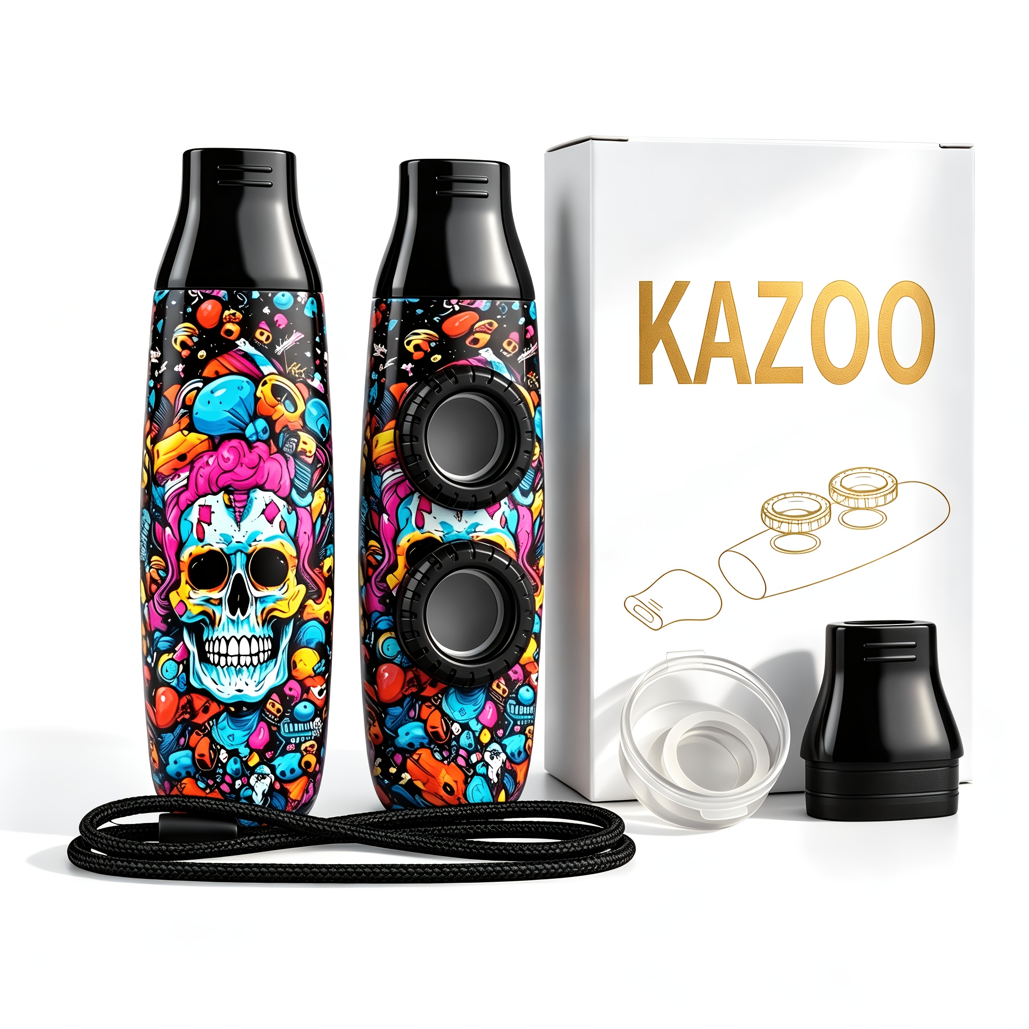 TEMU 1pc Pattern , Portable Wind Musical Instrument For Music Accompaniment, Graffiti With Spare Membrane & Lanyard, Adult Beginner Music Accessory
