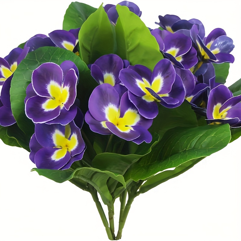 

4 Pcs Uv Resistant Artificial Violets - Silk Faux Flowers For Outdoor Garden, Porch & Window Decor - Plastic Fake Plants For Wedding, Engagement, Thanksgiving, - No Container