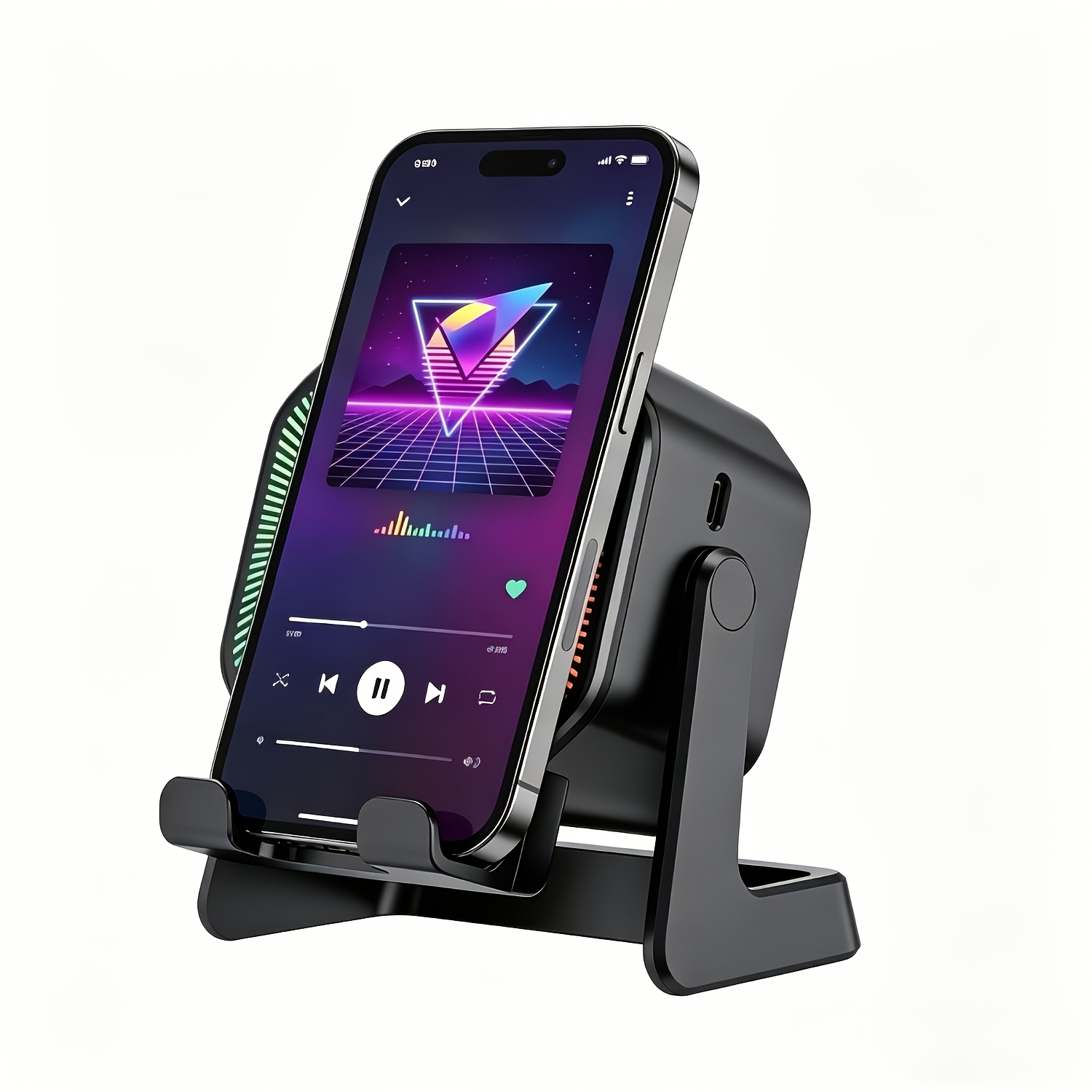 TEMU Smartphone Stand: Sensor+ Speaker+ Colorful Light+ Mobile Power - Hd Subwoofer, 360° Rotation, Folding& Height Adjustable, Non-slip Base