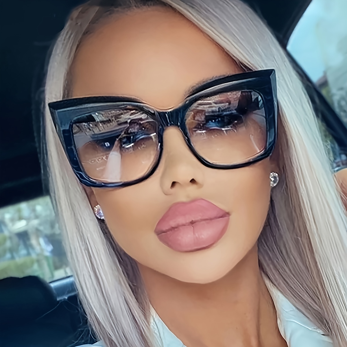 retro cat eye oversized glasses women anti reflective lenses Temu
