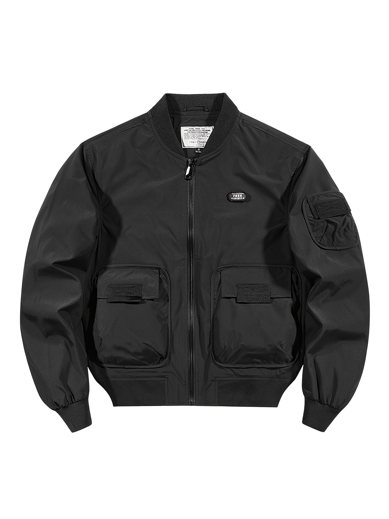   Men s Lightweight   - Casual Hip-Hop Style, Solid Color with Stand Collar, Zip-Up, Multi- , Polyester, Ideal for  