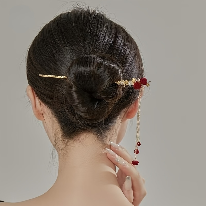 

Élégant épingle à cheveux de style chinois, motif de rose, accessoire de cheveux à , épingle à cheveux pour la Saint-Valentin, beauté et soins personnels, accessoires de coiffure