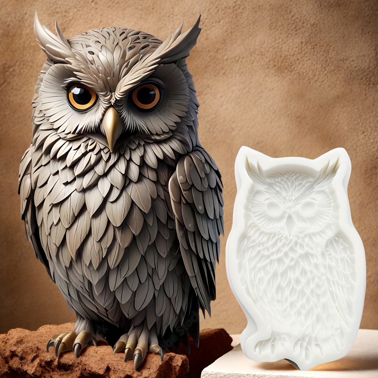 Image of 3d Owl Silicone Molds For Cake Baking, Cookie Soft Clay Silicone Molds, Fondant Molds, And Chocolate Molds