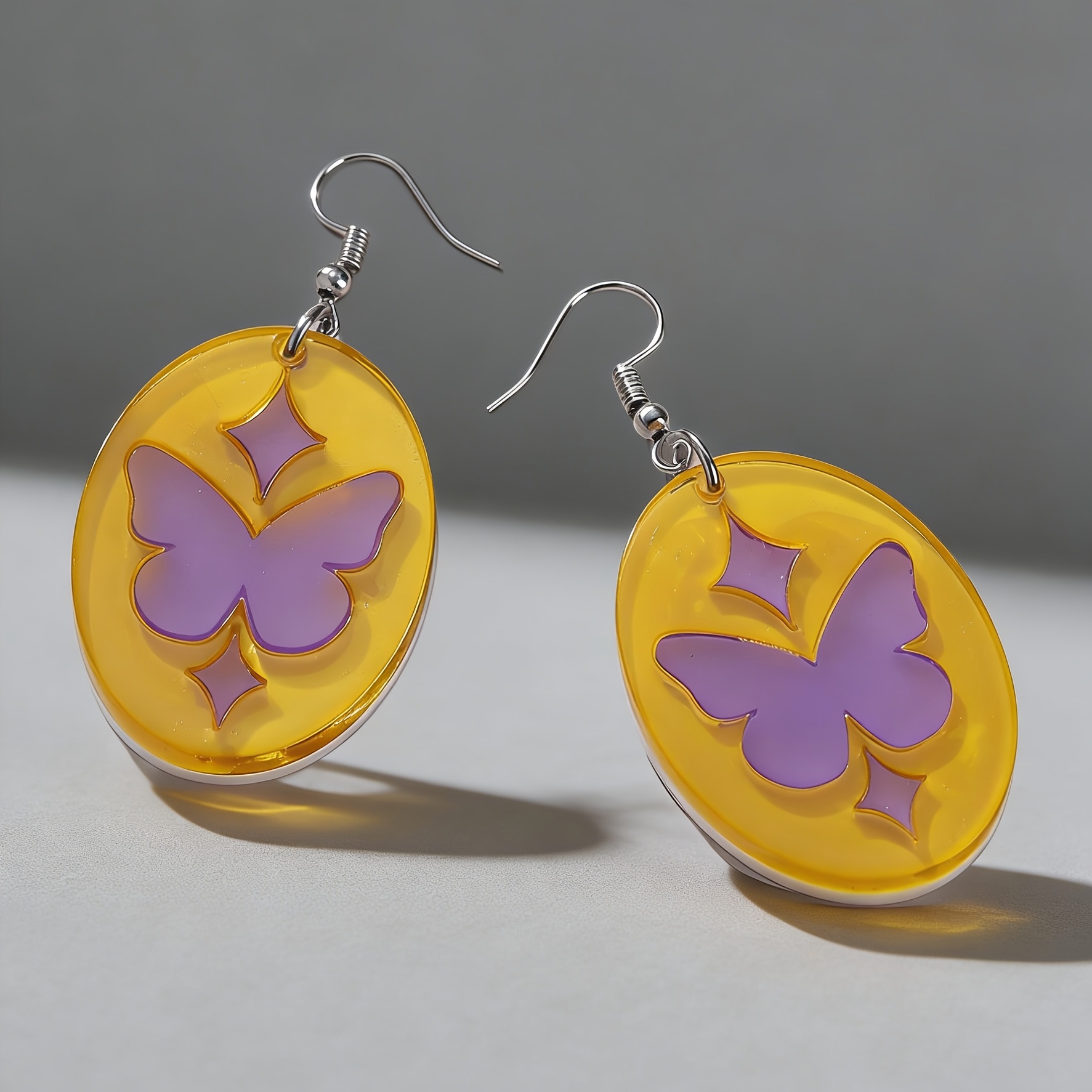 Women's Sweet Acrylic Jelly Double-Layer Butterfly Earrings