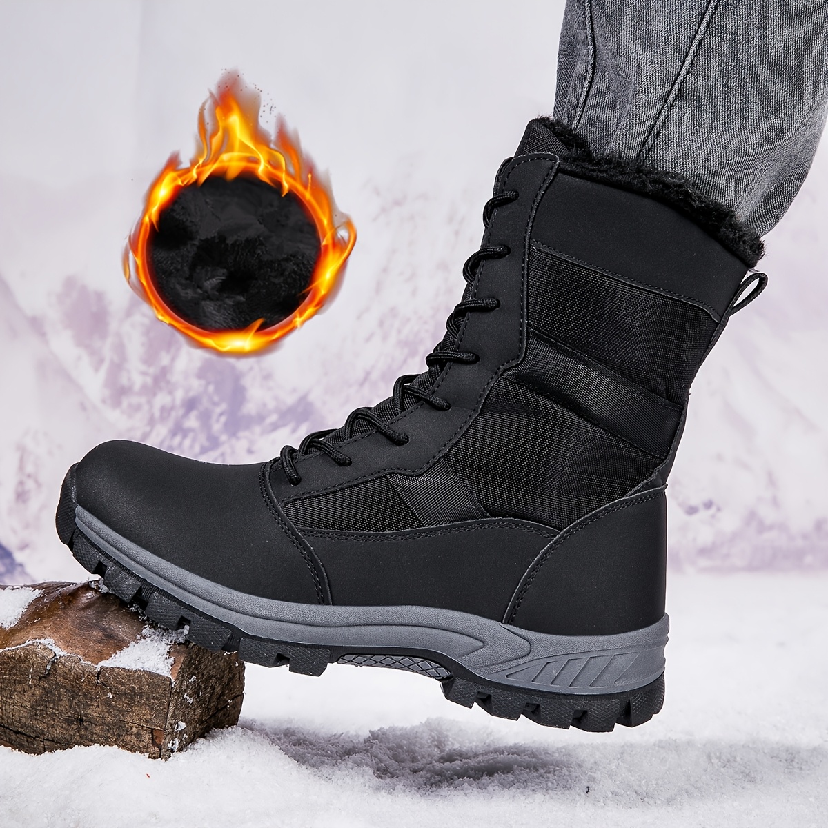 

1 Pair Unisex Winter Warm Snow Boots, Thicken Velvet Lining, Waterproof Pu Upper, Fabric Inner, Eva Sole, Insole, Fashion Hiking Boots For Men And Women