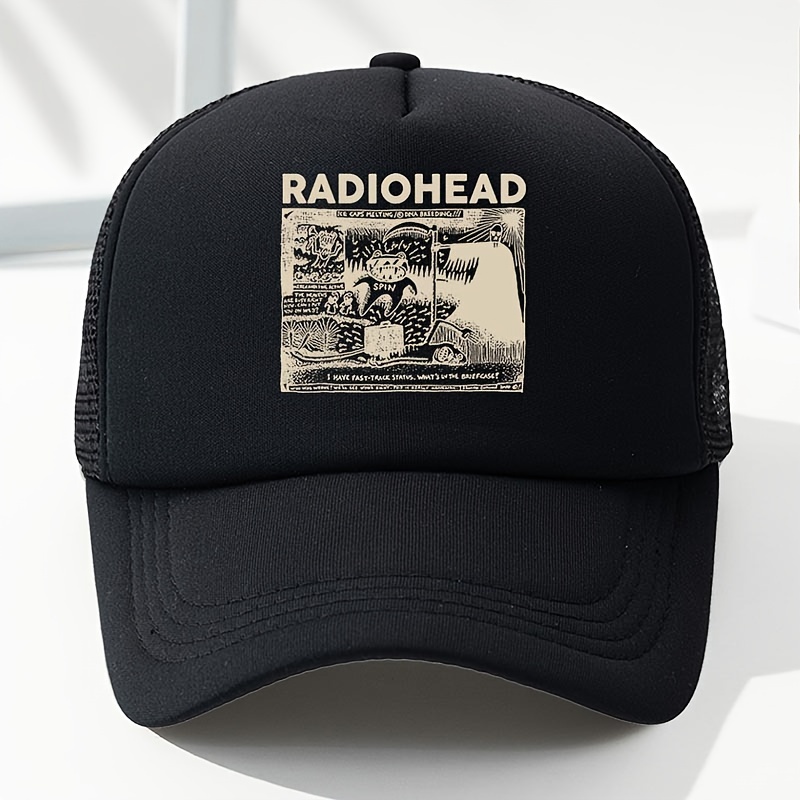 Retro Cotton Baseball Men's Radiohead Print Distressed - Temu