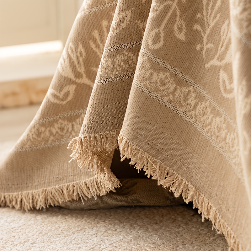 1pc BYFANG European Luxury Floral Chenille Sofa Cover with Fringe Trim - -Piece Pet-Friendly Sofa Protector Suitable for 1-4 Seater Sectional Sofas, Fringed Edges, Machine Washable Cover Fits for Single/Double/3-Seater/4-Seater Couches