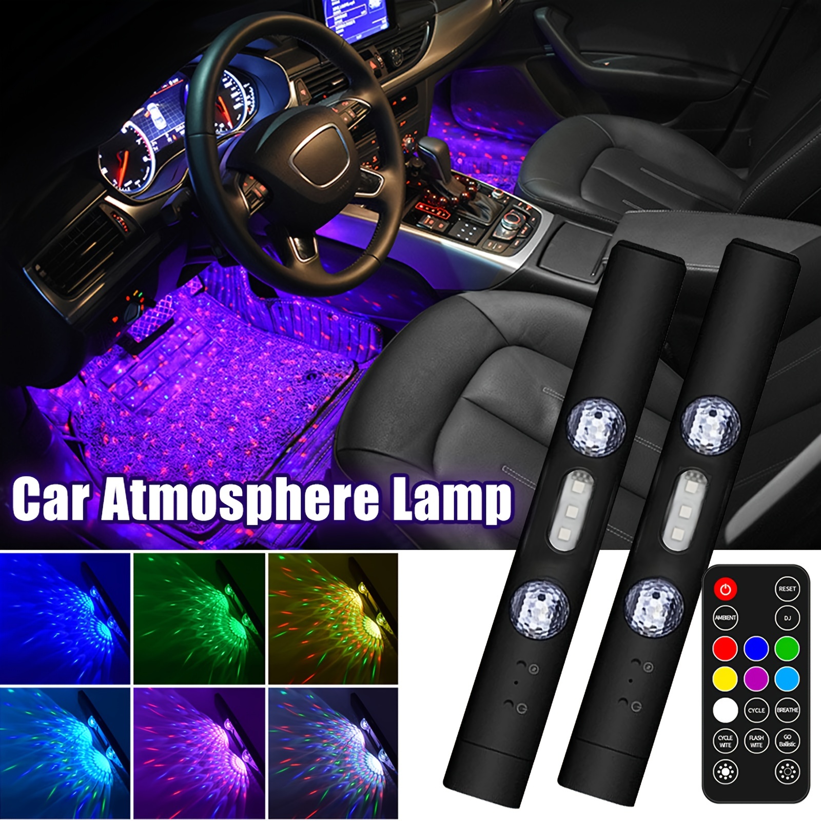 

Car Neon Atmosphere Wireless Rgb Roof Star Light Strips Usb Auto Interior Led Remote Voice Control Ceiling Dome Ambient Starry Roof Under Dash Footwell