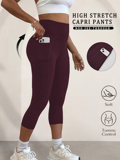 5 high waisted capri pants for women with pockets super soft tummy control no see through workout running yoga athletic leggings