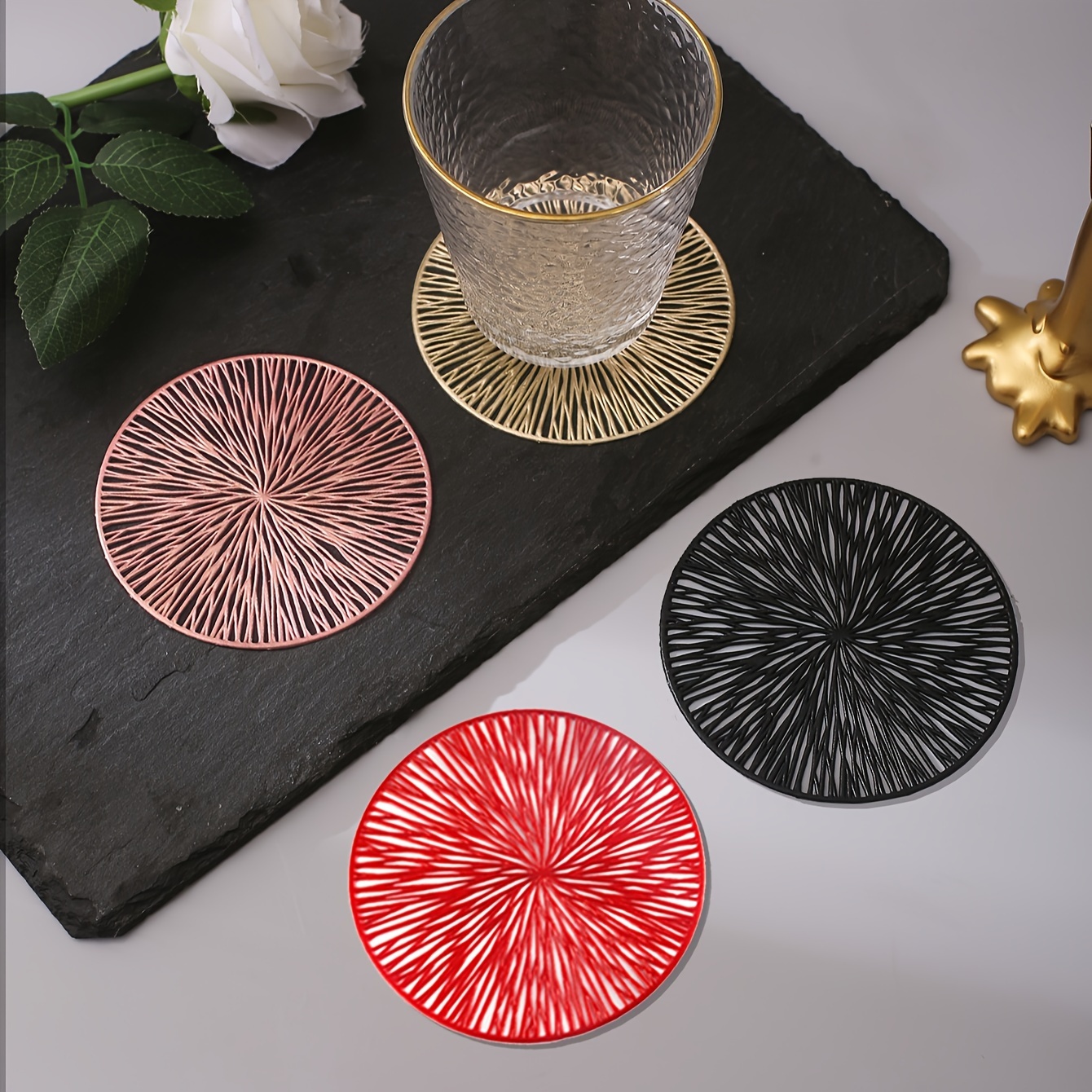 

6pcs Explosion Pattern Plastic Coasters, Heat Resistant Table Mats For Home And Restaurant Dining Decor, Banquet Cup Holders