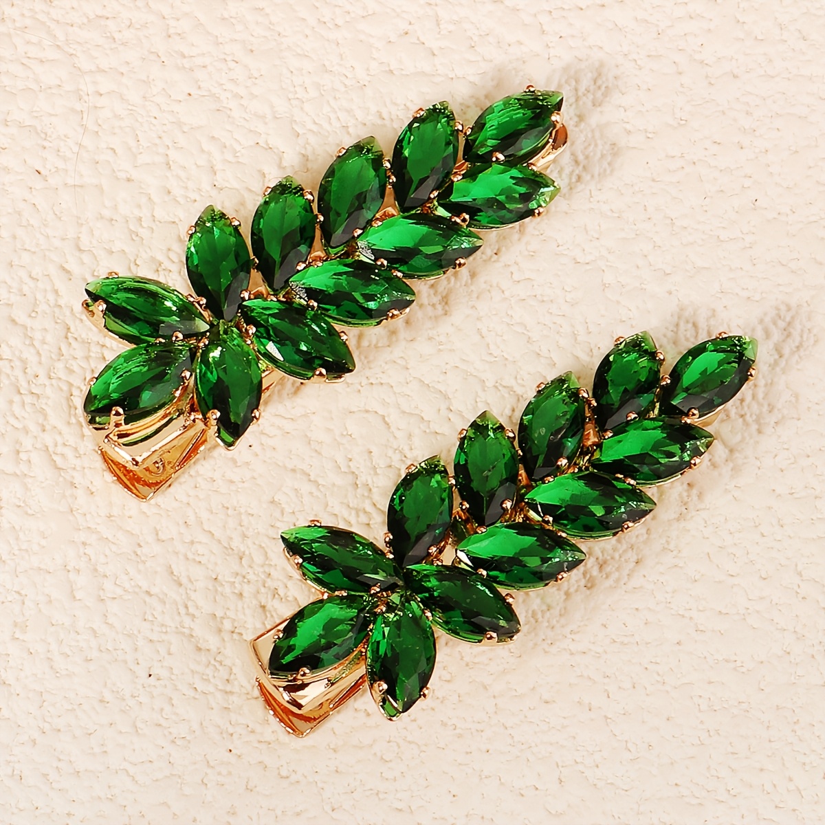 2pcs Elegant -sapphire Blue Cz Hair Clips Set - Leaf Barrette - Vintage Style Alligator Hairpins For Wedding Prom Wear Gift