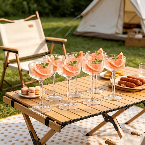 item picture 20pcs vintage vertical stripes cups imitation glass texture reusable saucer goblets view terrace party girls gathering