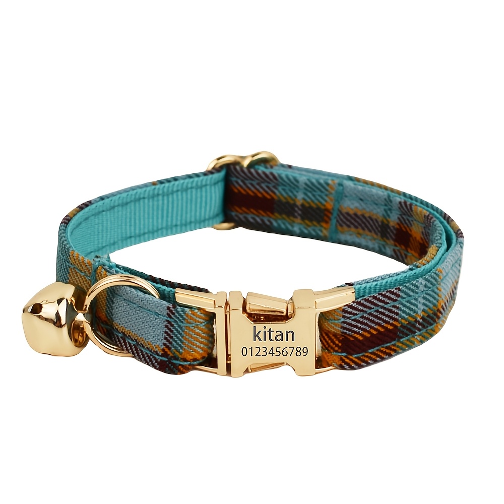 TEMU Personalized Pet Collars With Engraved Phone Number & Name, Anti-lost Collars, Cute Bell Collars, Adjustable Polyester Pet Id Collars, Series