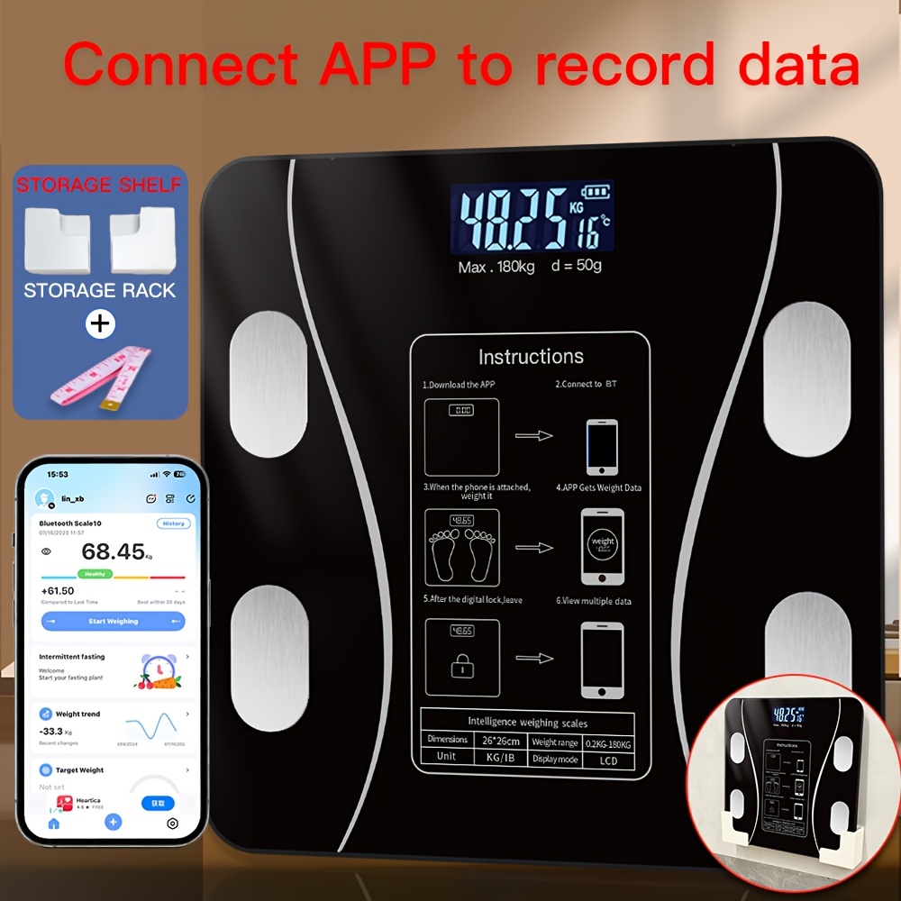 Conridel Wireless Body Fat Scale With App - Digital Scale Suitable For Gym, Bmr/bmi , Water Percentage Monitor, - Weight Scale For, Hydration Tracking, Space-saving For Fitness Tracking