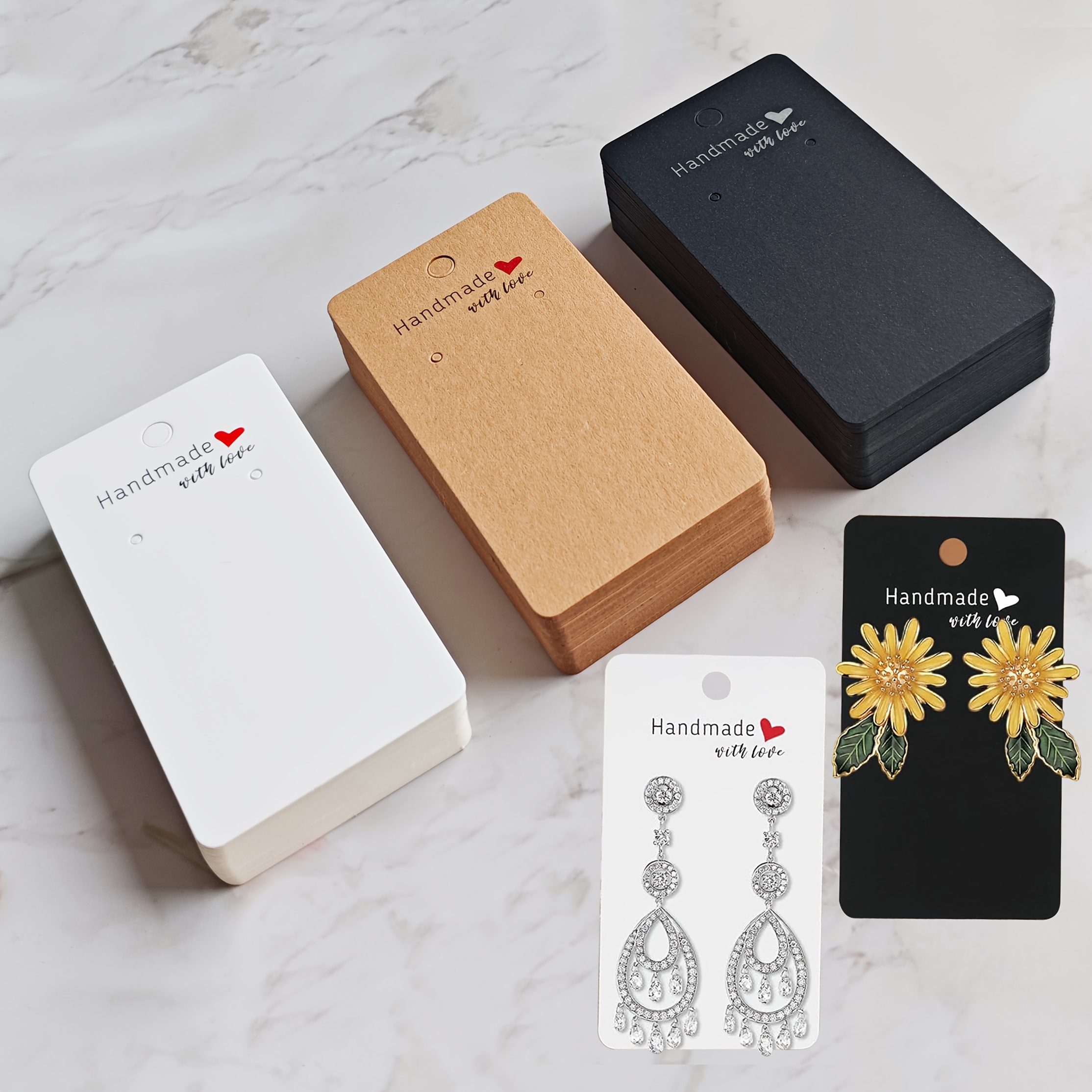 700 Pcs Jewelry Display Card Set - 200 Earring Cards, 300 Backs & 200 Bags For Necklace & Earring Packaging