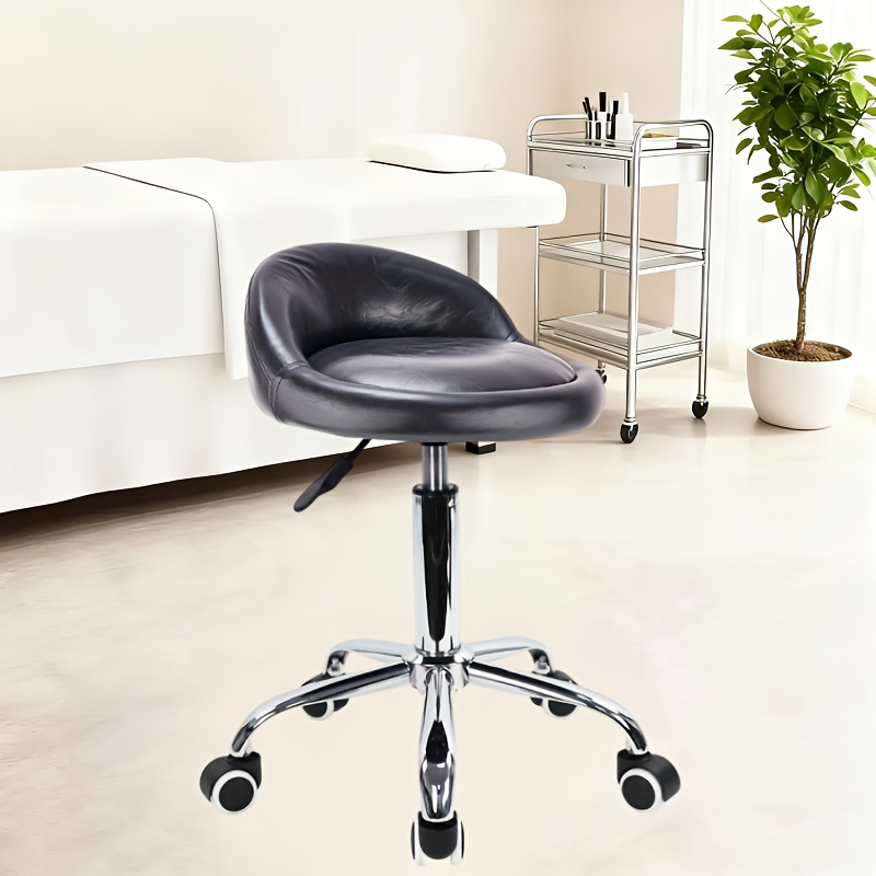 1pc Taburete Redondo de Alta Resistencia con Altura Ajustable,  de 360° y Respaldo Bajo - Silla de Masaje Acolchada para Spa, Salón de Tatuajes, Estudio de Uñas, Hogar - Capacidad de Peso 136,08 KG Adecuado para Salón, Spa, Tatuajes, Masajes, Uso en el Hogar