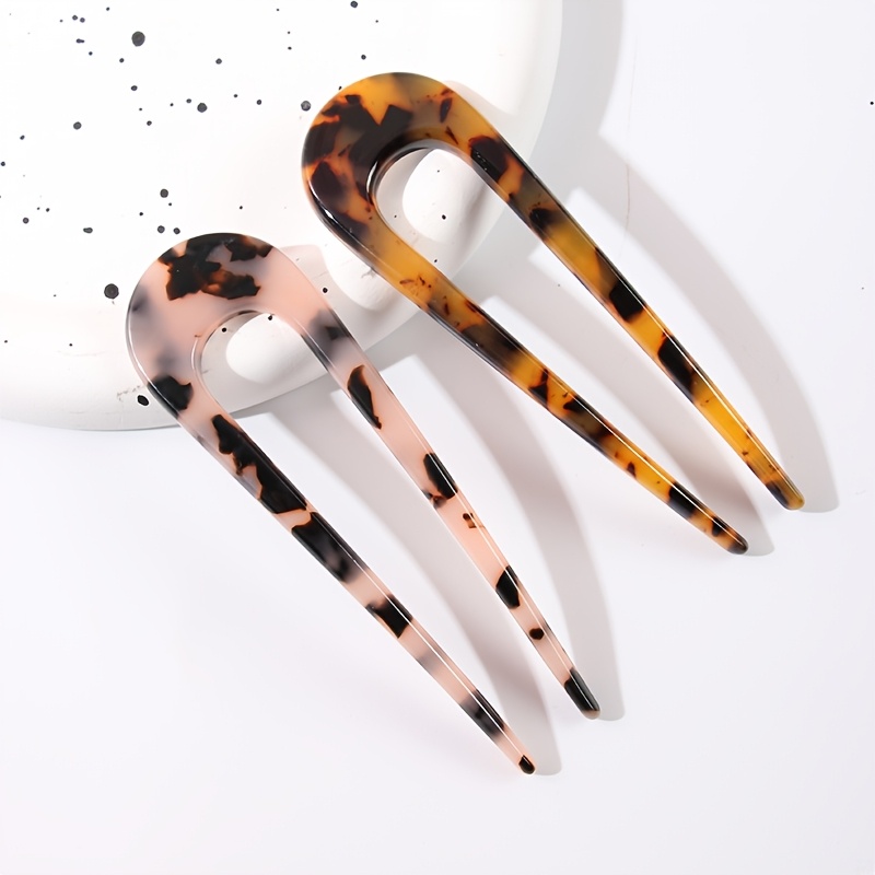 Image of 2pcs Hair Pin Resin Hair Stick Ponytail Holder Hair Fork Elegant Hair Accessories For Women