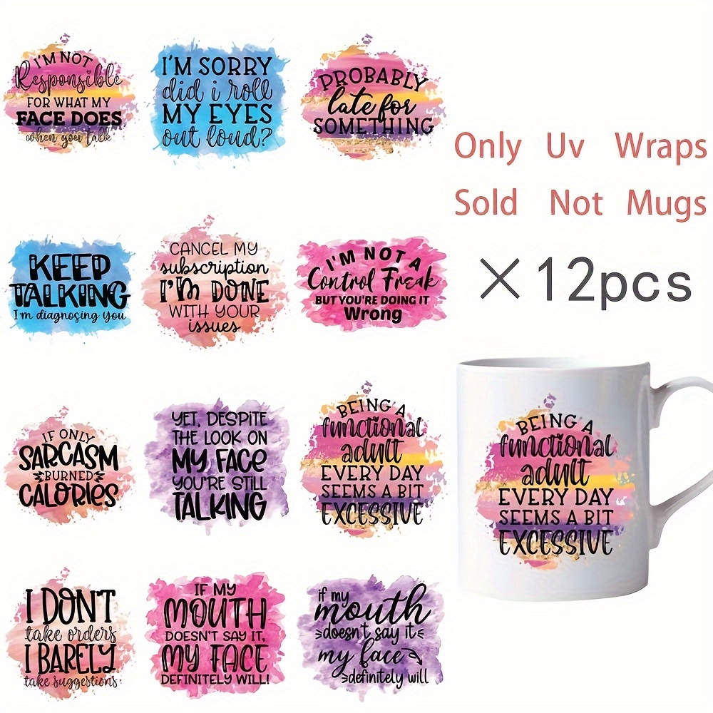 

[top-] 12pcs Set & - Uv Dtf For Coffee Mugs, -adhesive Diy Decorative