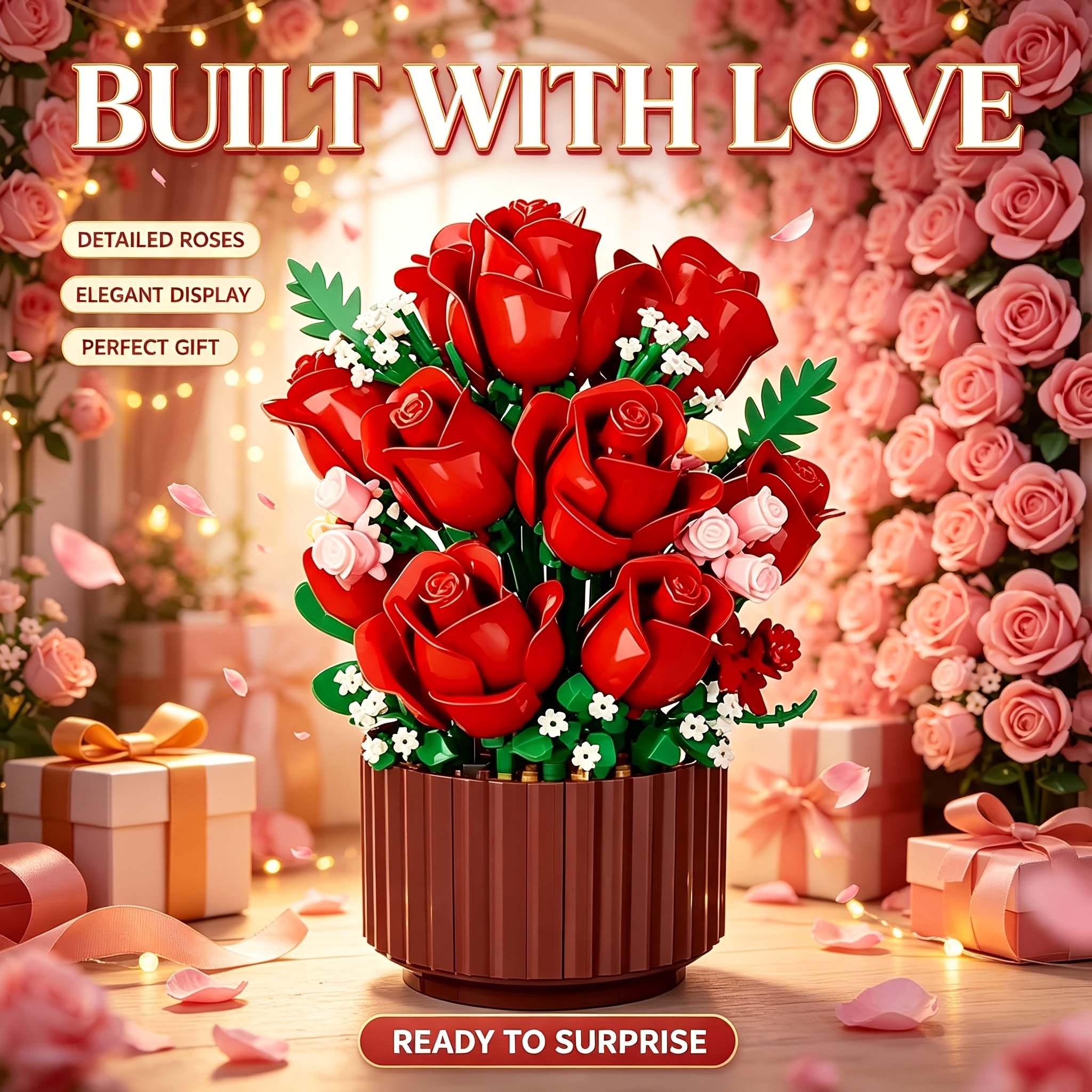 TEMU Flower Building Block Toys, Perfect For Christmas And Halloween Gifts