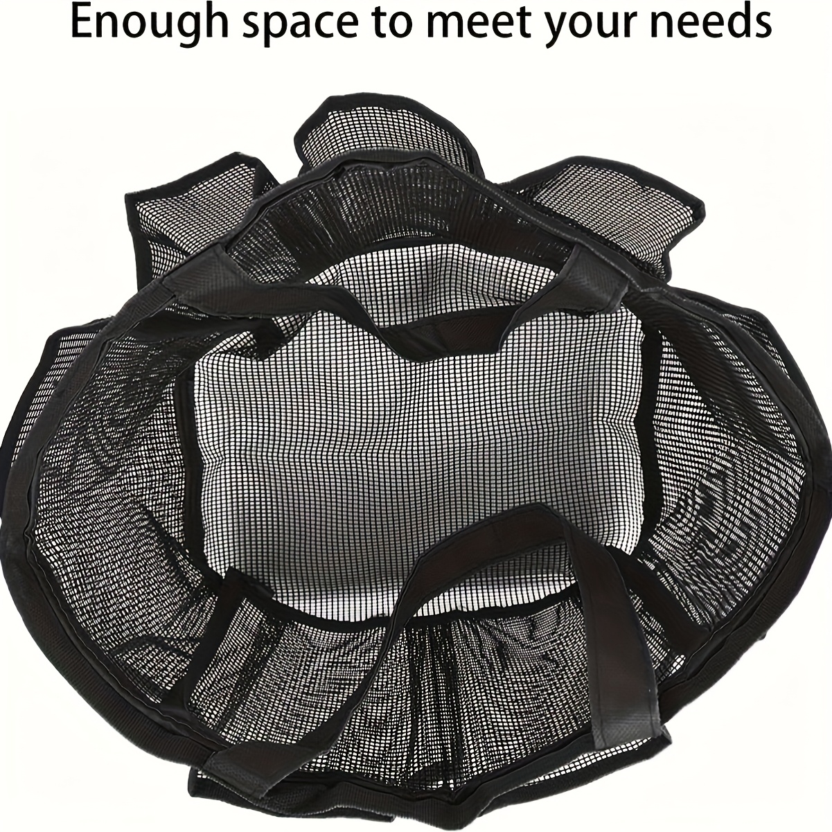 Foldable Black Polyester Handbag Front View