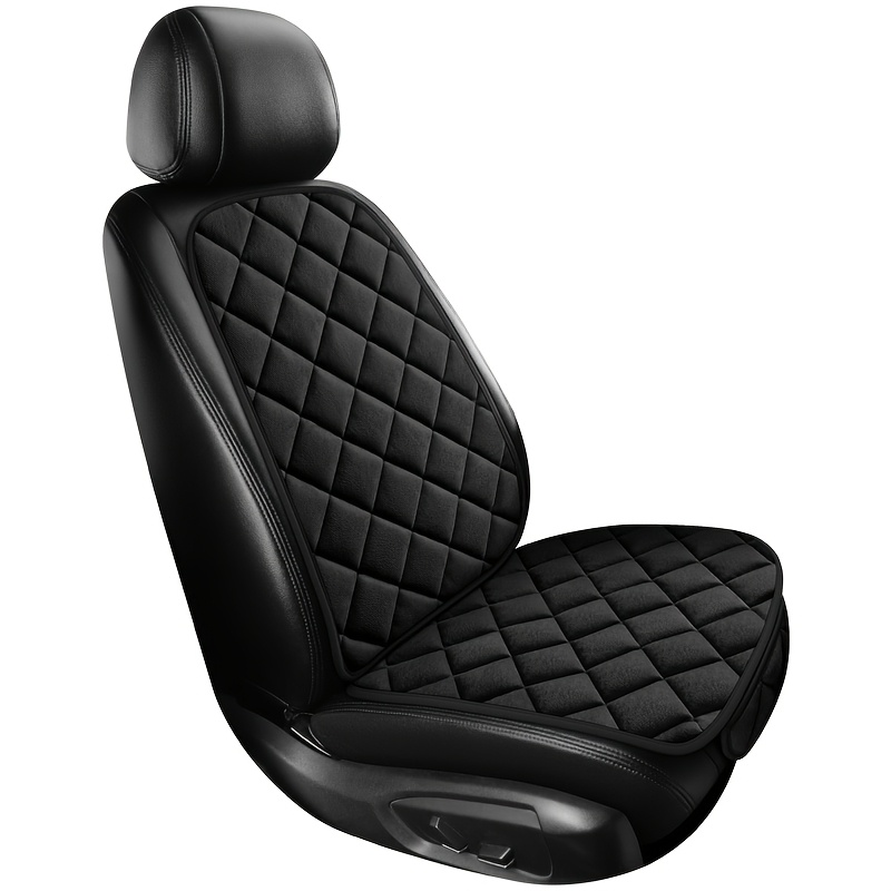 TEMU Plush Car Seat Cushion 2pcs Grid Design - Comfortable, Warm, Use, , Suitable For Front Seats