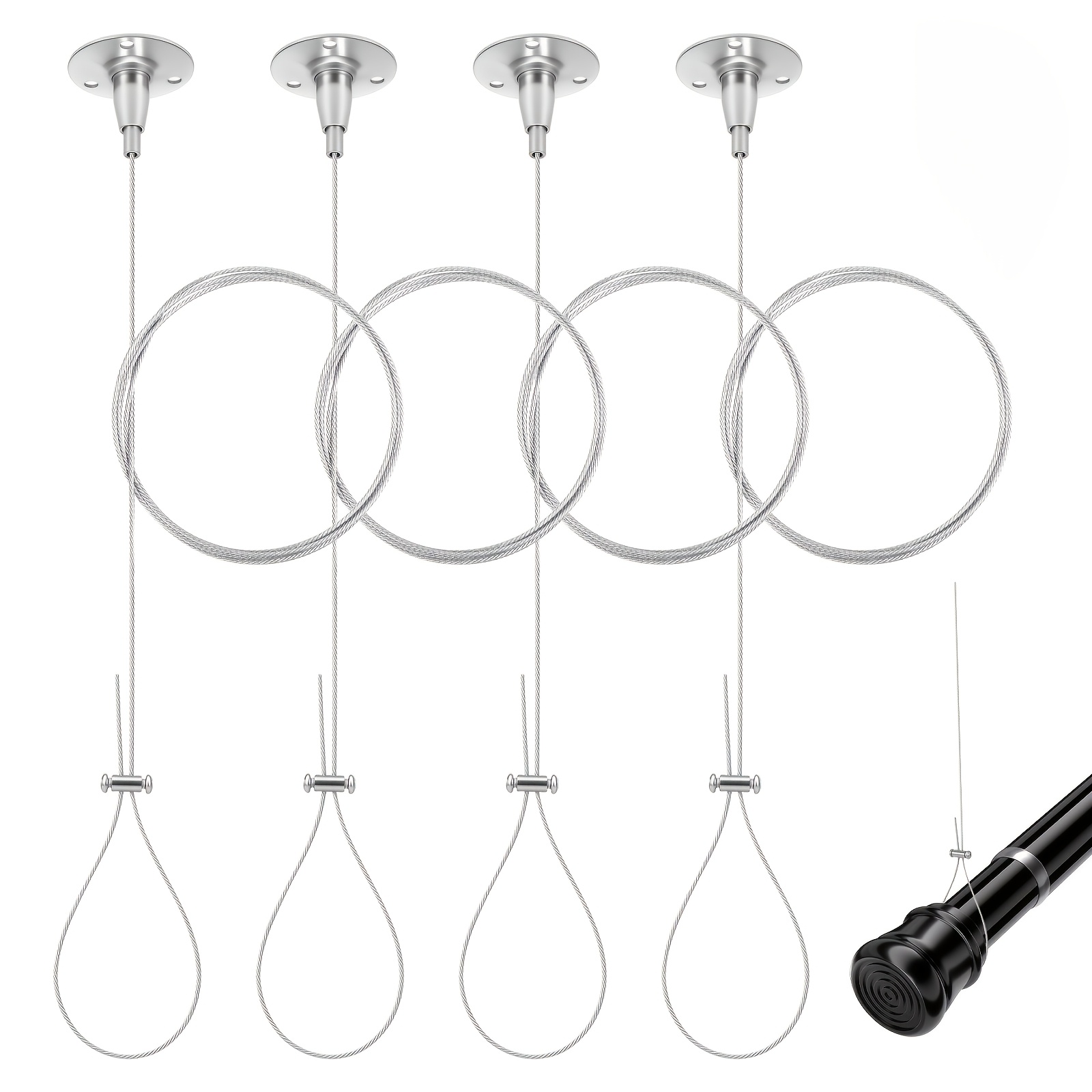 TEMU 4pcs Adjustable Ceiling Rod Holder Set, Max Length 78 Inches, Heavy-duty Support To Prevent Sagging, 50 Lbs Load Capacity - Suitable For Curved