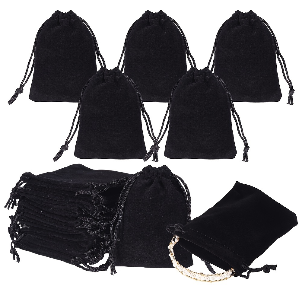 Image of 50pcs Of 9x7cm (0.35x0.27 Inch) Rectangular Velvet Pouches, Candy Gift Bags, Christmas Party And Wedding Favor Bags