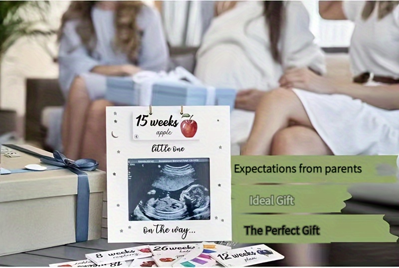   milestone ultrasound photo frame wooden keepsake for pregnancy announcement   memories   display stand details 3