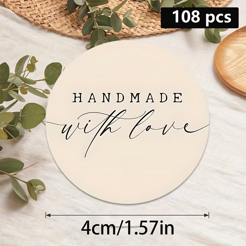 Image of 108pcs Handcrafted Love Stickers - Elegant Text With Light Circle Inlay, Vintage Party Decoration, Craft, Gift Wrapping, Small Business Branding, Emotions, Gift Wrapping Supplies