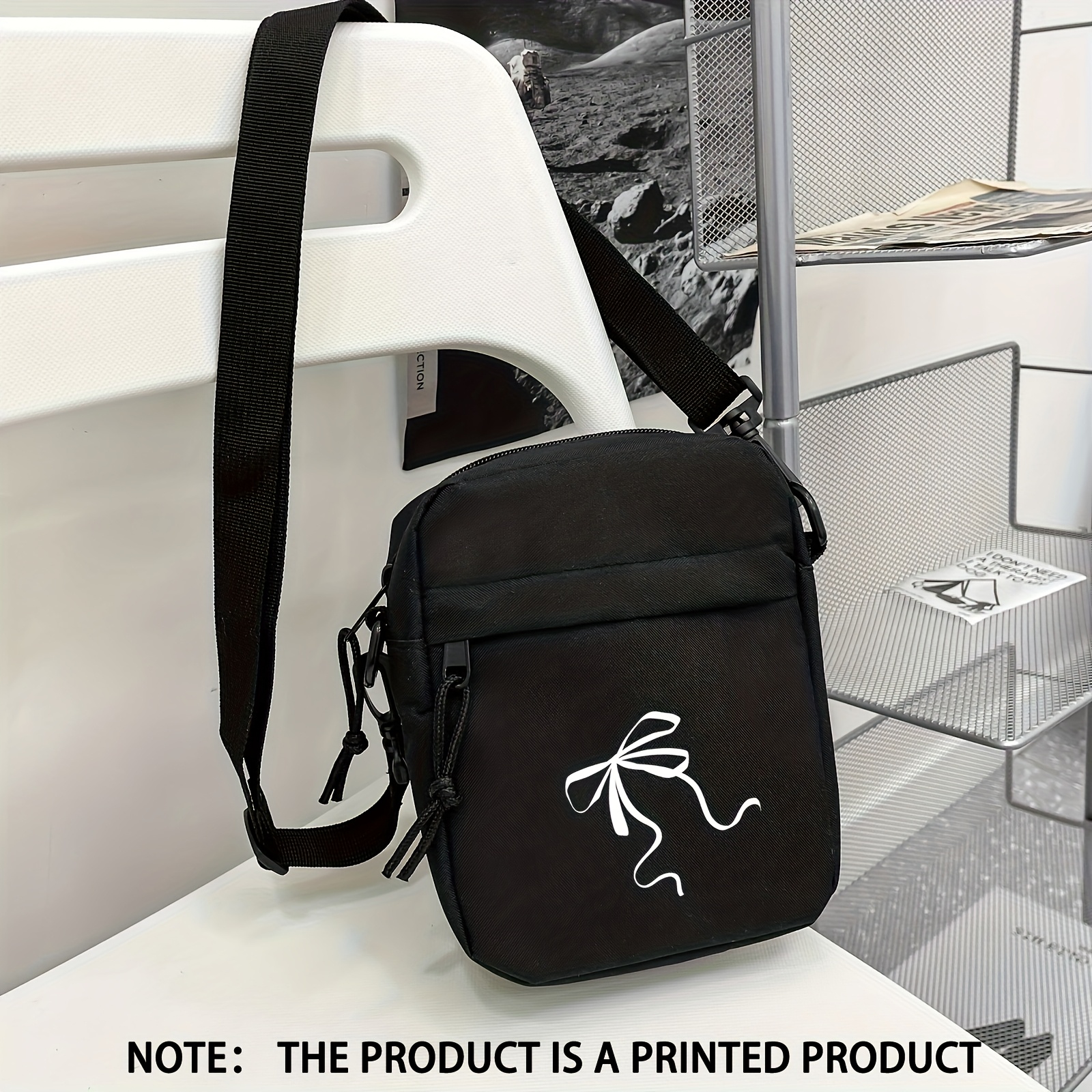 1pc Easy All-match Bow Boy Single-shoulder Bag Trendy Crossbody Bag Multifunctional Phone Handbag, For Teenager, For Teenager