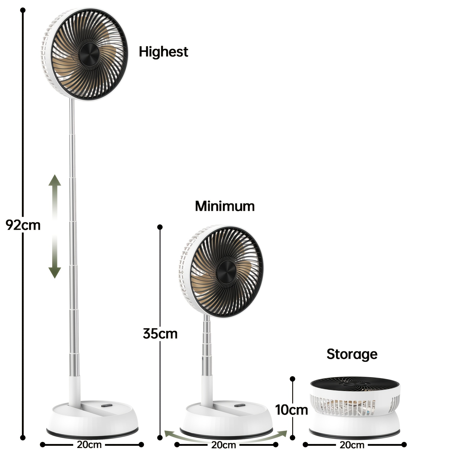 7200Mah Retractable And Rotating Table Fan, USB Charging, with Timer Function, Remote Control, Three-Speed Adjustment, Suitable for Indoor And Outdoor Use, Easy to Carry, a Must-Have for Holidays