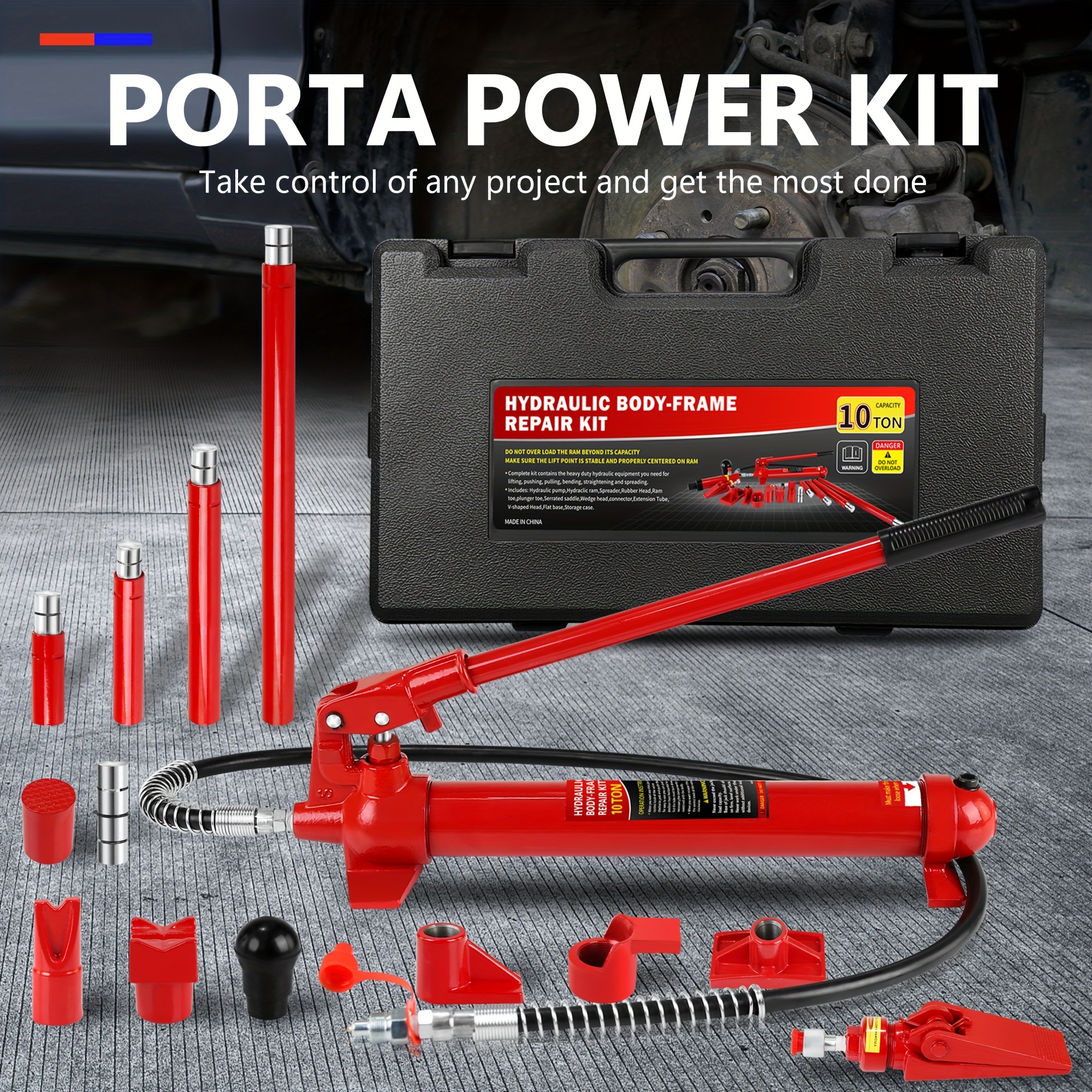 10 Ton Air Hydraulic Foot Pump - Heavy Duty Porta Power Tool For Professional Use