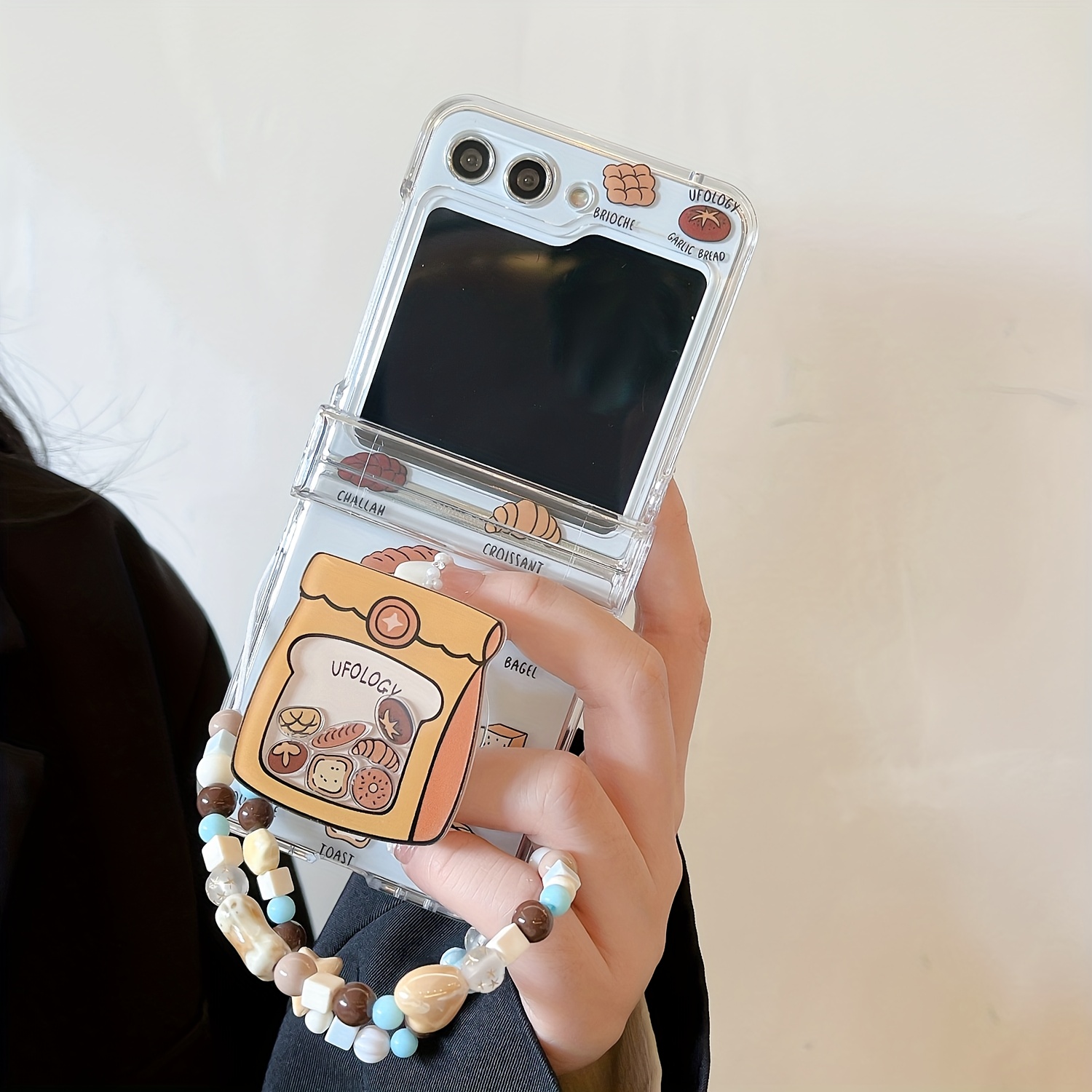 TEMU Phone Case - Bread-style Foldable Phone Case With A Bracelet, Compatible With Galaxy Z Flip 3, 4, 5, 6, And 7