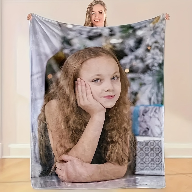 E-shop Personalisierte Foto-Decke, Vintage-Flanelldecke, Ganzjahresstoff, Digitaldruck, individuelles Geschenk für Paare Familienerinnerungen,