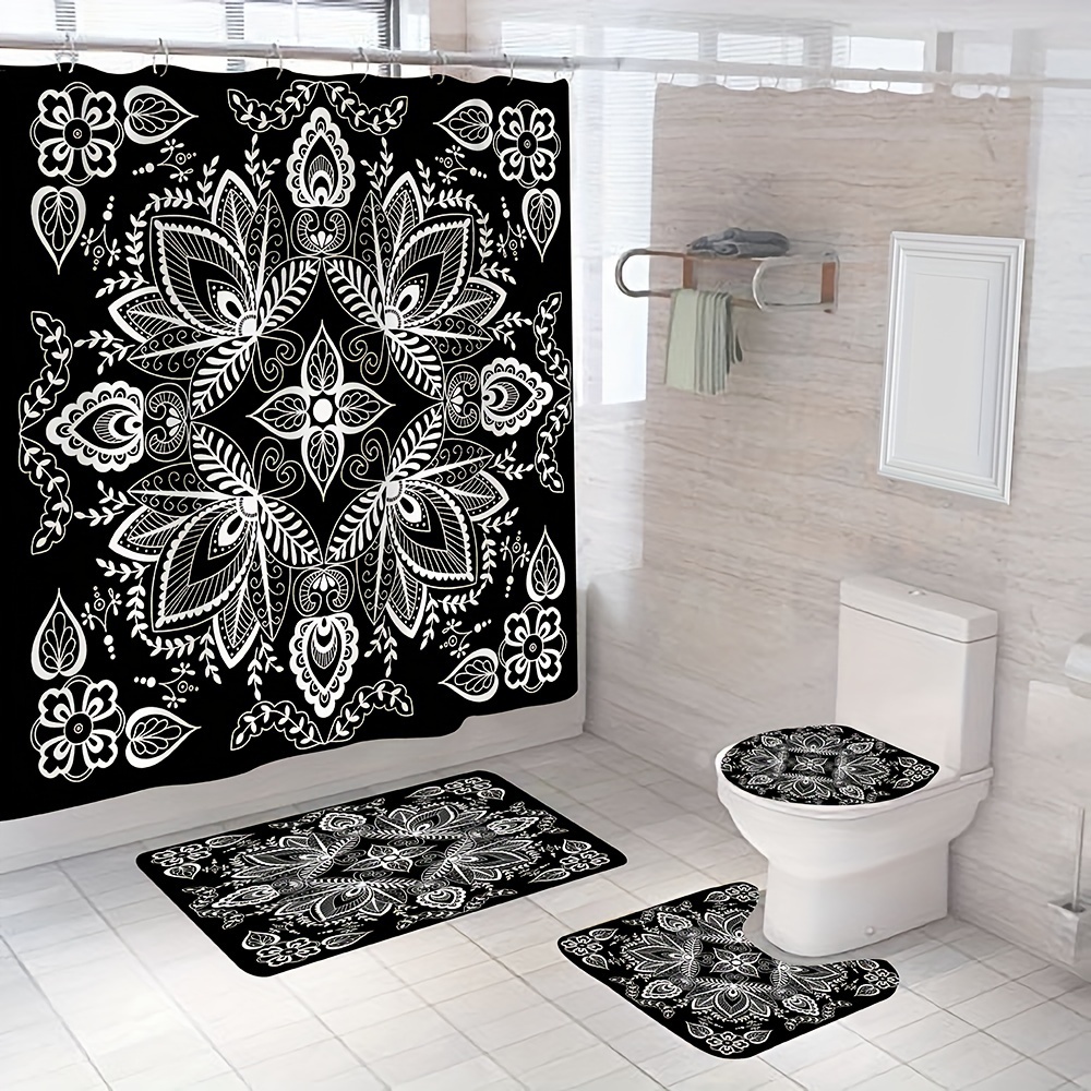 Cortina de ducha moderna y sencilla para baño, cortina de ducha de tela  minimalista en blanco y negro, juego de cortinas de ducha para baño con