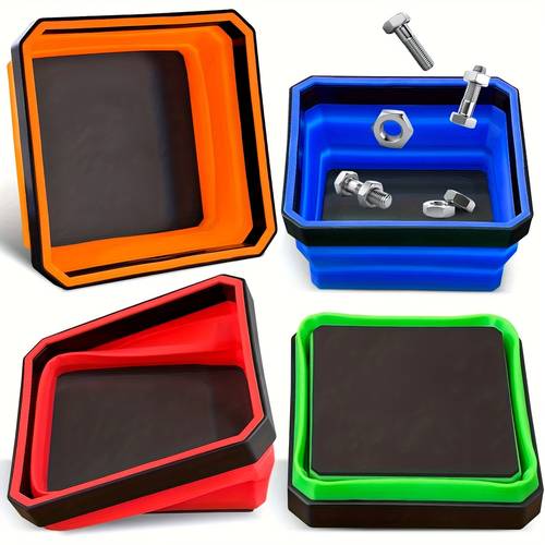 foldable magnetic parts tray set collapsible silicone magnetic tool tray for bolts screws nuts and small metal parts